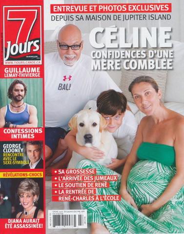 人気歌姫セリーヌ・ディオン、家族とともに、カナダの雑誌の表紙に大きなお腹で登場。