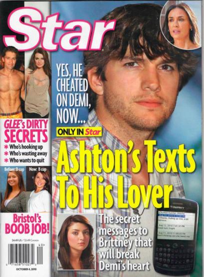 米芸能誌『Star』に、デミ・ムーアの若き夫アシュトンと浮気したという女性が再び登場。メールをバラす。