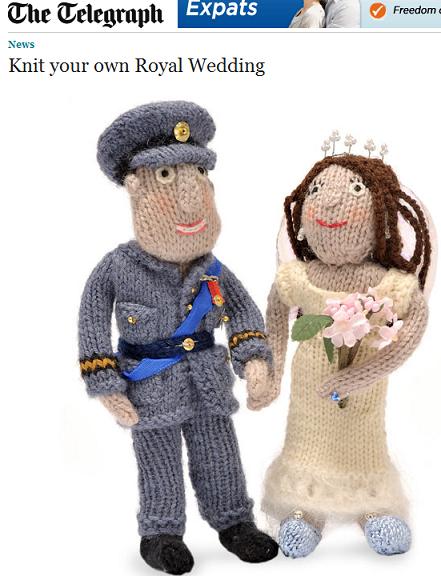 ウィリアム英王子＆ケイト・ミドルトンさん、編み込み人形だとこうなるらしいと報じる英紙「テレグラフ」電子版。