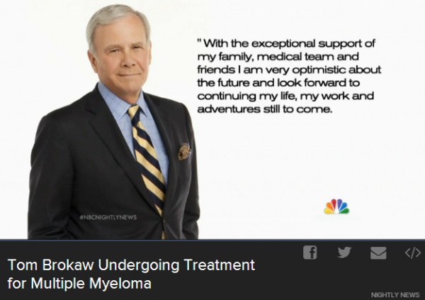 NBCの元看板キャスター、トム・ブロコウ氏がガンを告白。画像はnbcnews.comのスクリーンショット