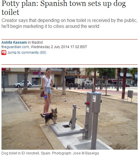 スペインのある町に犬用公衆トイレ（画像はtheguardian.comのスクリーンショット）