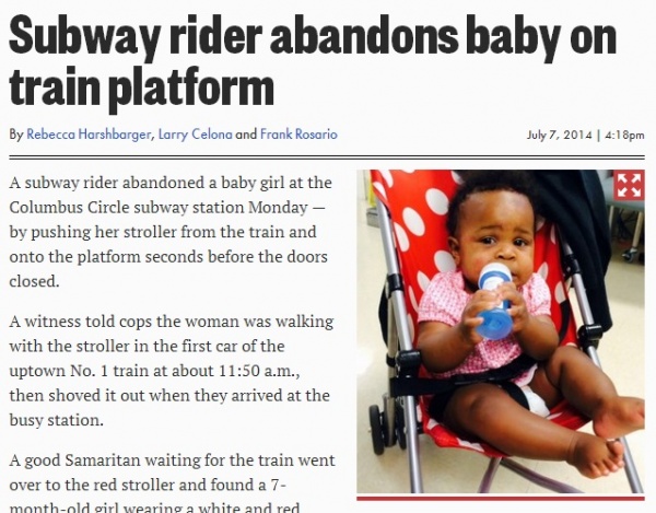 【米国発！Breaking News】20歳鬼母、混雑する地下鉄ホームに10か月女児を置き去り。（NY州）