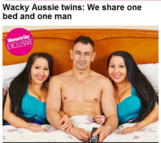 双子の女性、ボーイフレンドを共有（画像はwomansday.com.auのスクリーンショット）