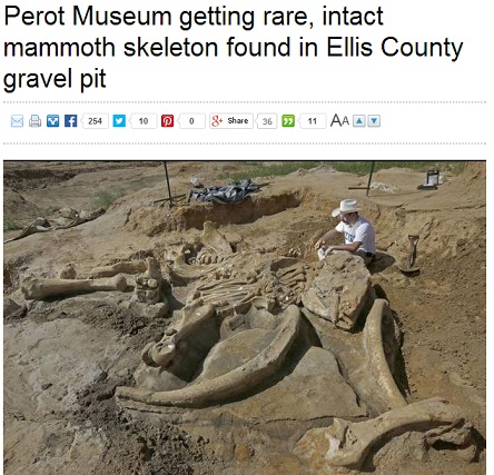 【米国発！Breaking News】マンモスの骨、テキサス州の農場からほぼ完全な形で発掘。4万年前のものか。