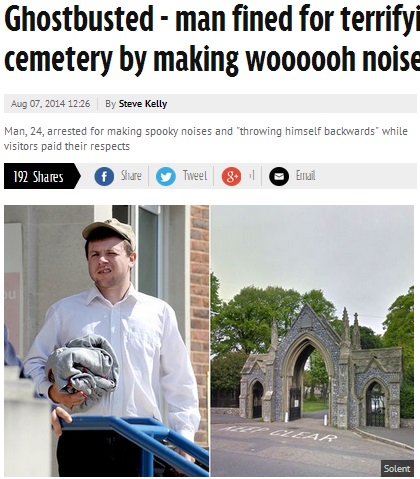 【EU発！Breaking News】墓地に響く不気味なうめき声。人々を脅かしていた幽霊男が逮捕。（英）