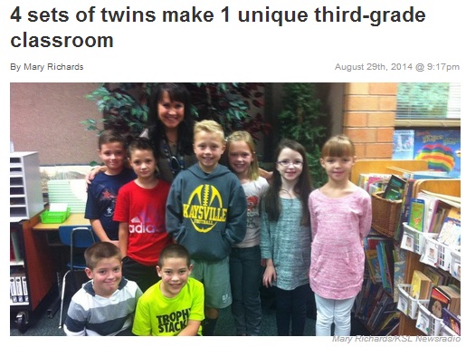 【米国発！Breaking News】学級に4組もの双子。担任の先生も思わず「まいった」!?（ユタ州）