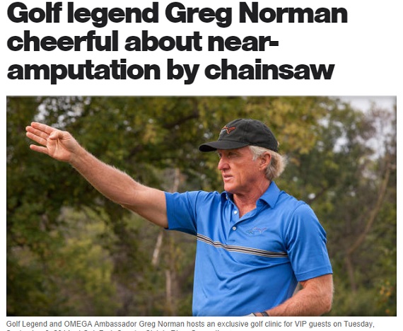 【海外発！Breaking News】人気ゴルファーのグレッグ・ノーマン氏、あわや左手を切断しそうに。（米）