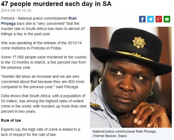 【海外発！Breaking News】殺人発生率が急増の南アフリカ。1日平均47人が殺害され、戦闘地区レベルに！