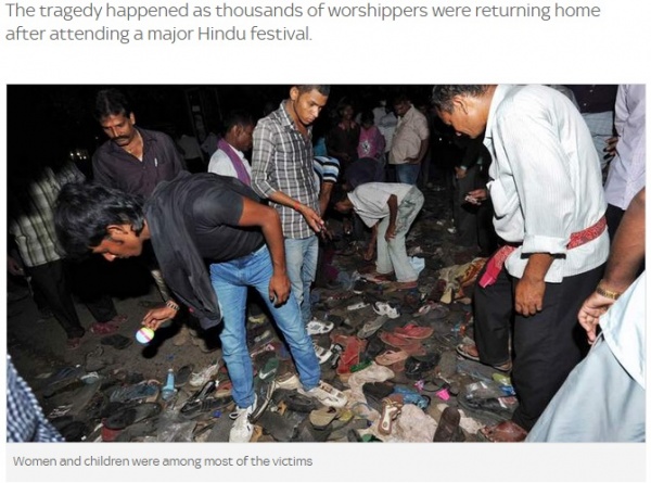 【海外発！Breaking News】ヒンズー教の祭典で死傷者多数。群衆の頭上から電線落下か。（印）