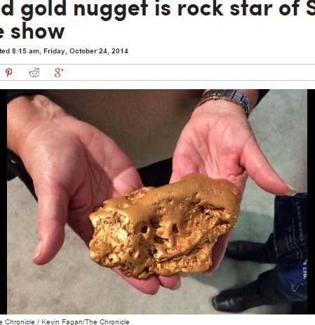 北カリフォルニアで巨大な金塊発見（画像はsfgate.comのスクリーンショット）