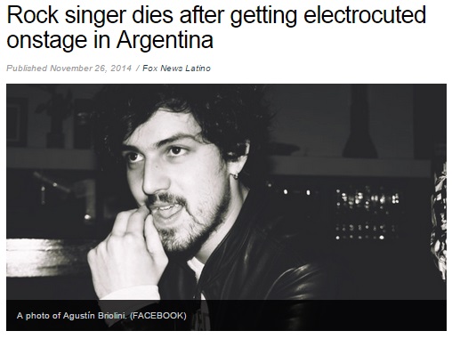 アルゼンチンの新人ロックアーティストが感電死（画像はlatino.foxnews.comのスクリーンショット）