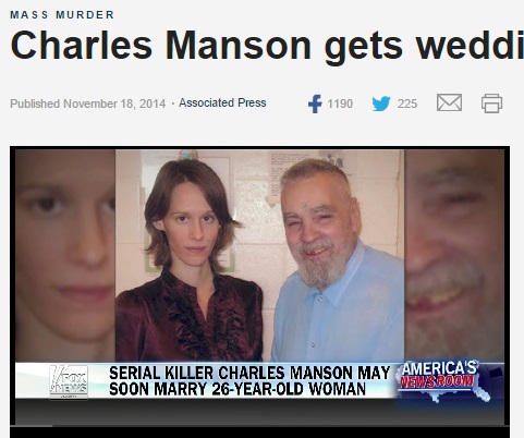 チャールズ・マンソン、26歳女性と獄中結婚へ（画像はfoxnews.comのスクリーンショット）