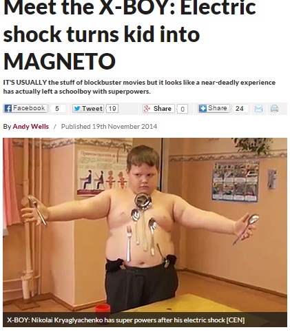 露12歳少年、感電ショック以降体がマグネットのように（画像はdailystar.co.ukのスクリーンショット）
