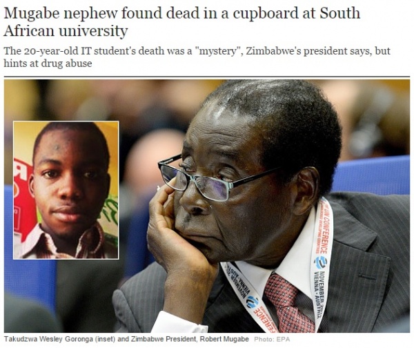 【海外発！Breaking News】大学構内にて遺体で発見された男子学生、ジンバブエ大統領の甥だった。（南ア）