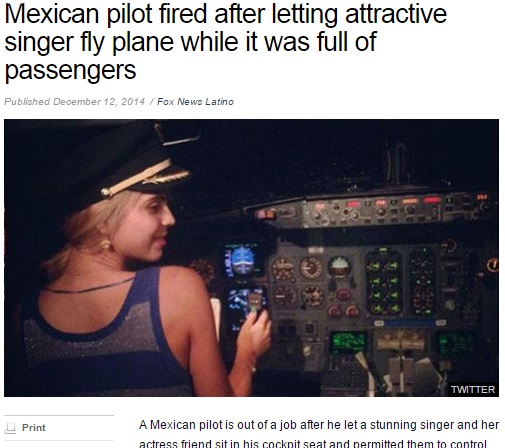 【海外発！Breaking News】フライトの真っ最中、女性アイドルを操縦席に座らせた機長。即クビに。（メキシコ）