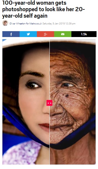 【海外発！Breaking News】100歳老女、フォトショップ加工で20歳当時の美貌よみがえる！＜動画あり＞