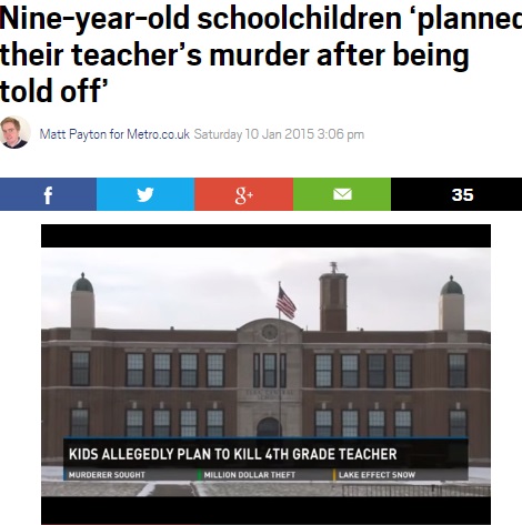 小4児童、教師をアナフィラキシーショックで殺そうと計画（画像はmetro.co.ukのスクリーンショット）