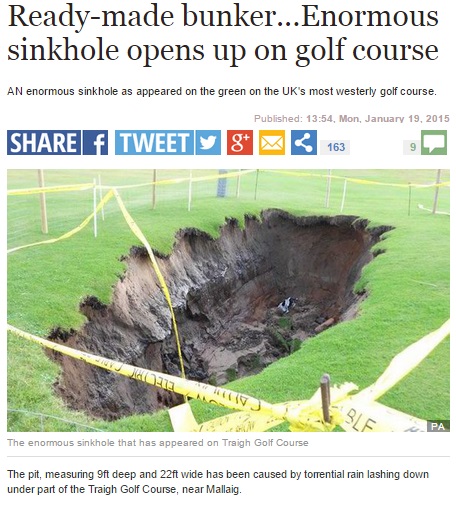 【海外発！Breaking News】有名ゴルフコースで地面陥没、天然バンカー現れる。（スコットランド）