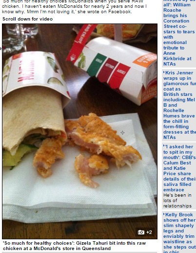 【海外発！Breaking News】マクドナルドでまたもや…「マックラップ」に揚げていない生のチキン。（豪）