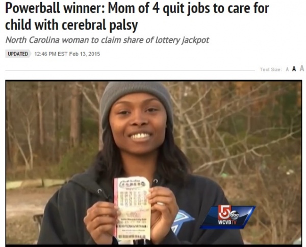 ノースカロライナ州の女性、高額賞金宝くじに当選（画像はwcvb.comのスクリーンショット）