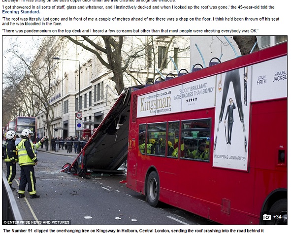 【海外発！Breaking News】ロンドン中心部で2階建てバスの屋根が吹き飛ぶ。「爆弾かと思った」と乗客。