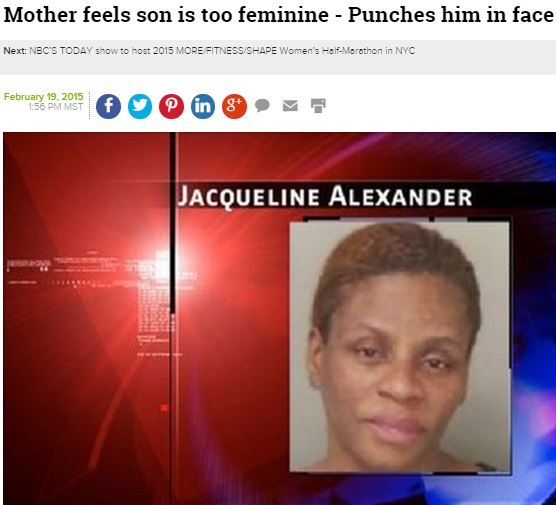息子のフェミニンさが許せず暴行を働いた母親（画像はexaminer.comのスクリーンショット）