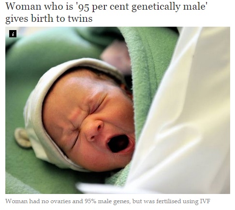 遺伝子学的には95％男性という女性が双子を出産（画像はindependent.co.ukのスクリーンショット）