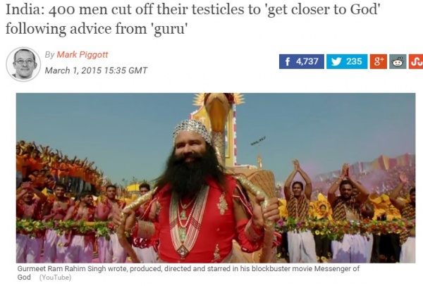 【海外発！Breaking News】「神に近づく」とそそのかす。インドの新興宗教で400人が去勢手術。