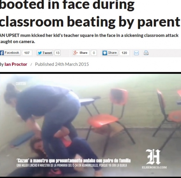 突然教室に乱入した母親、女性教師に暴行（画像はdailystar.co.ukのスクリーンショット）