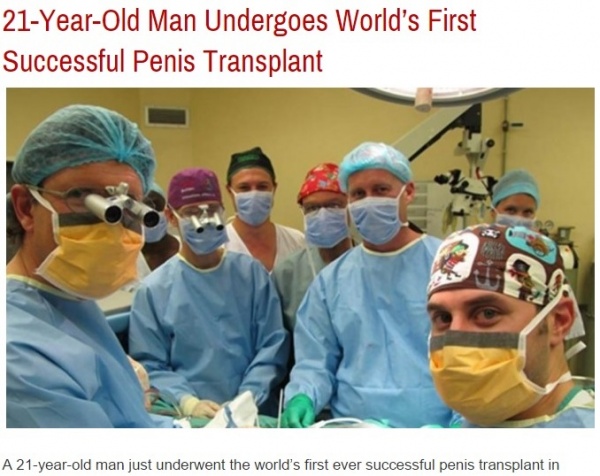 【海外発！Breaking News】男性器移植手術に初成功した南ア医療チーム。脳死ドナーには疑似性器形成も。