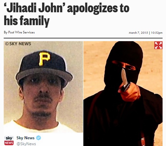 ジハーディ・ジョン、家族に詫びるメッセージ（画像はnypost.comのスクリーンショット）