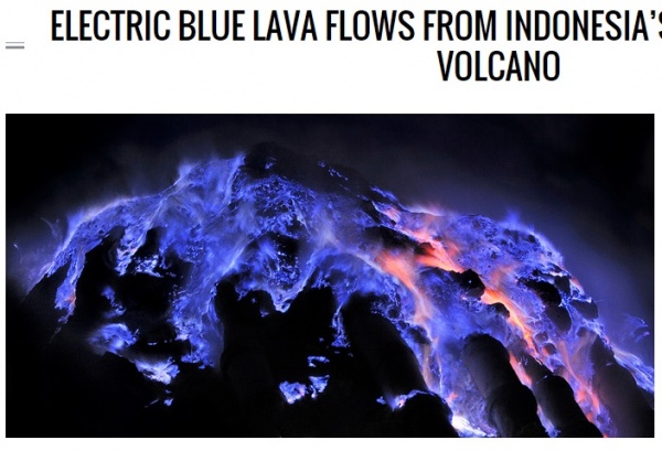 ジャワ島に青い溶岩流を誇る火山（画像はwhenonearth.netのスクリーンショット）