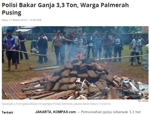 【海外発！Breaking News】500kgものドラッグを警察が焼却処分。付近一帯の住民に健康被害。（インドネシア）
