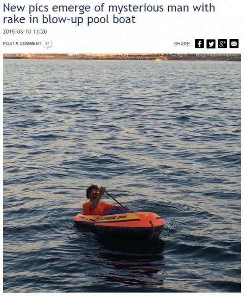 【海外発！Breaking News】ゴムボートに乗り“熊手”を漕いでいた身元不明の男性、保護される。（南ア）