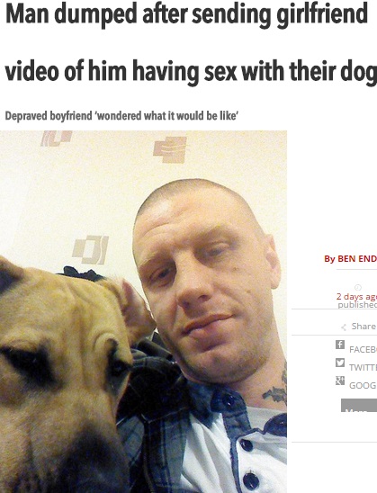 【海外発！Breaking News】メスの愛犬と性行為。極秘の動画を誤って恋人に送った男が逮捕（英）