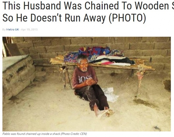 【海外発！Breaking News】「徘徊は危険だから」。妻、86歳夫を鎖で小屋に監禁。（ペルー）