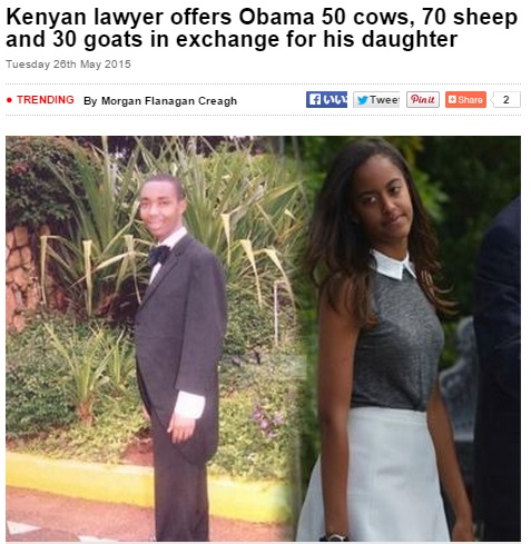 ケニアの弁護士、オバマ大統領の娘に夢中なあまり…。（画像はsundayworld.comのスクリーンショット）