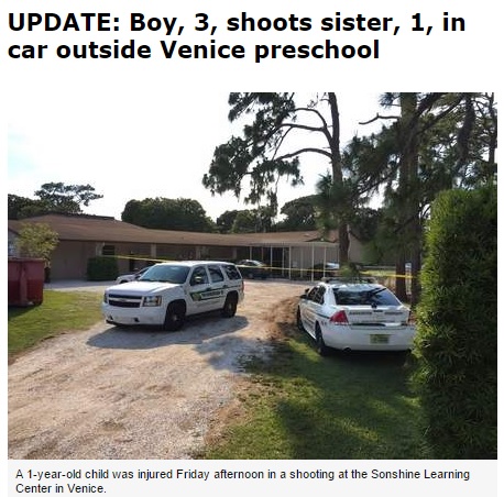 【海外発！Breaking News】3歳児が親の拳銃を誤って発砲、1歳妹の顔面に命中。（米）
