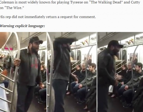 【海外発！Breaking News】ドラマ『ウォーキング・デッド』黒人俳優がNYの地下鉄内で大暴れ。乗客ら震撼。
