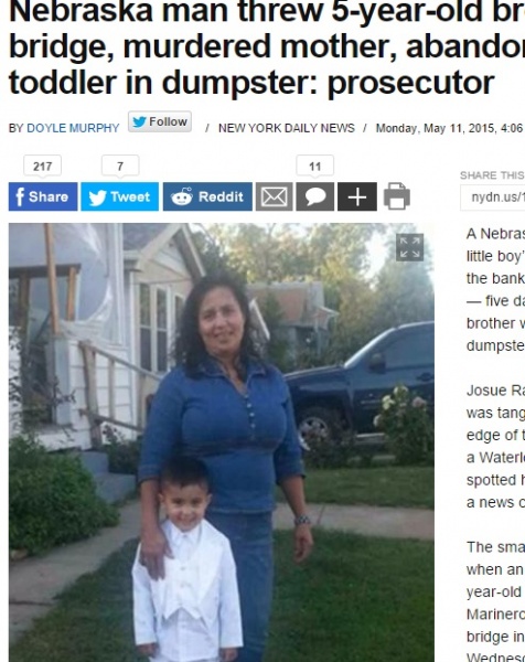 殺害された母親と5歳の異父弟（画像はnydailynews.comのスクリーンショット）