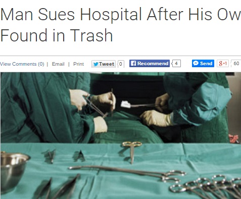 【海外発！Breaking News】執刀医と病院が訴えられる。男性の切断した下肢をゴミ箱にポイッ。（米）