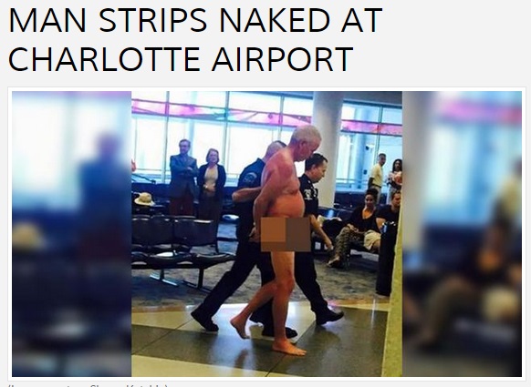 米空港で男が突然ストリップ（画像はabc11.comのスクリーンショット）