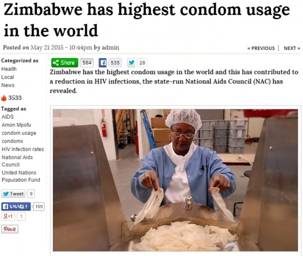 【海外発！Breaking News】コンドームの使用量が世界で最も多い国、ジンバブエ。