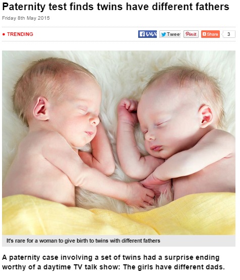 【海外発！Breaking News】双子の父親がそれぞれ違うことがDNA鑑定で判明。裁判官も困惑。（米）