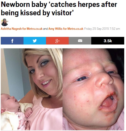 【海外発！Breaking News】新生児が口唇ヘルペスで緊急入院。「むやみなキスは危険」とママ（英）
