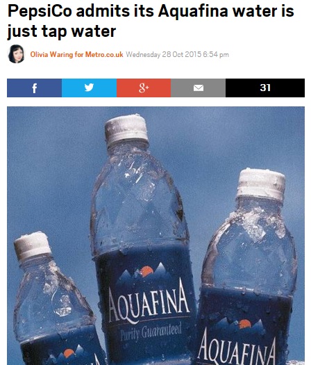 世界的シェアを誇る水、「AQUAFINA」に激震（画像はmetro.co.ukのスクリーンショット）