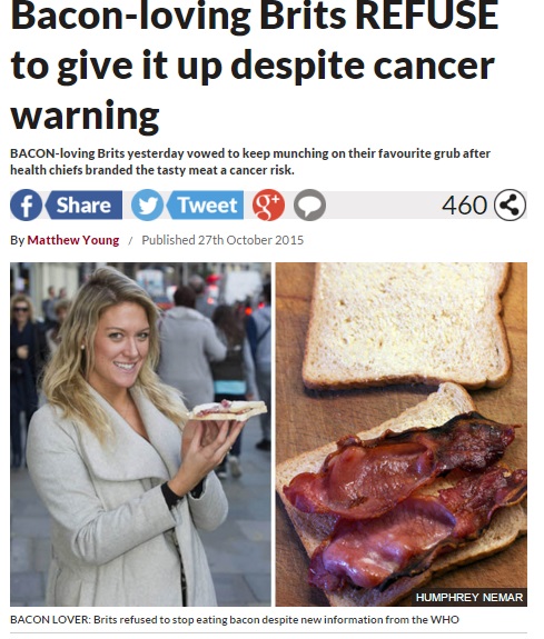 WHOの警告にも「ベーコンも肉もやめない」とロンドンっ子たち（画像はdailystar.co.ukのスクリーンショット）