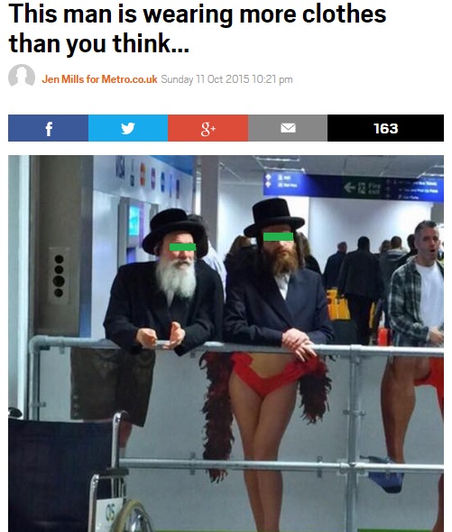  ある空港で撮影された超正統派ユダヤ教徒ら（画像はmetro.co.ukのスクリーンショット）