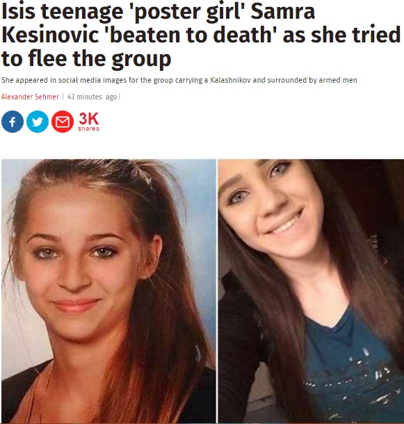 【海外発！Breaking News】IS性奴隷として妊娠したオーストリアの美少女、脱走失敗で撲殺か。
