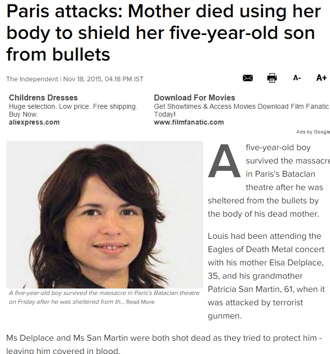 【海外発！Breaking News】自ら盾に。パリ多発テロでわが子を銃弾から救った母親。